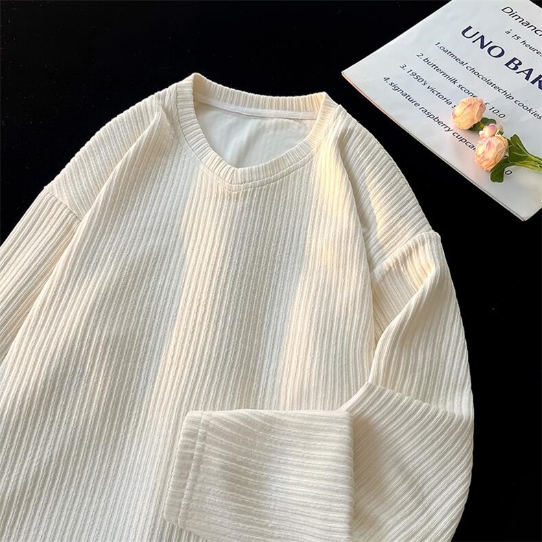 2026春季新款大码肌理感长袖T恤男休闲宽松V领上衣T1724特P35控58，男装T恤，电商A001