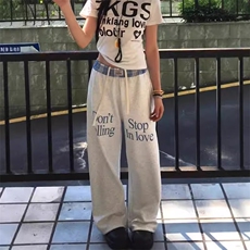 AK2493-P65潮美式复古撞色格纹字母休闲裤男女潮牌宽松垂感裤，女装休闲裤，星座617A-2