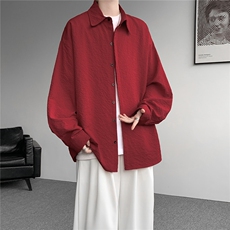 8XL-M泡泡纱盐缩肌理长袖衬衫男春季冰丝外套防晒衬衣CS29007P40，男装防晒衣，电商B312
