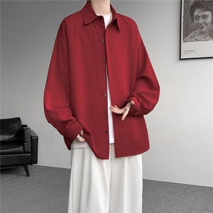 8XL-M泡泡纱盐缩肌理长袖衬衫男春季冰丝外套防晒衬衣CS29007P40图片