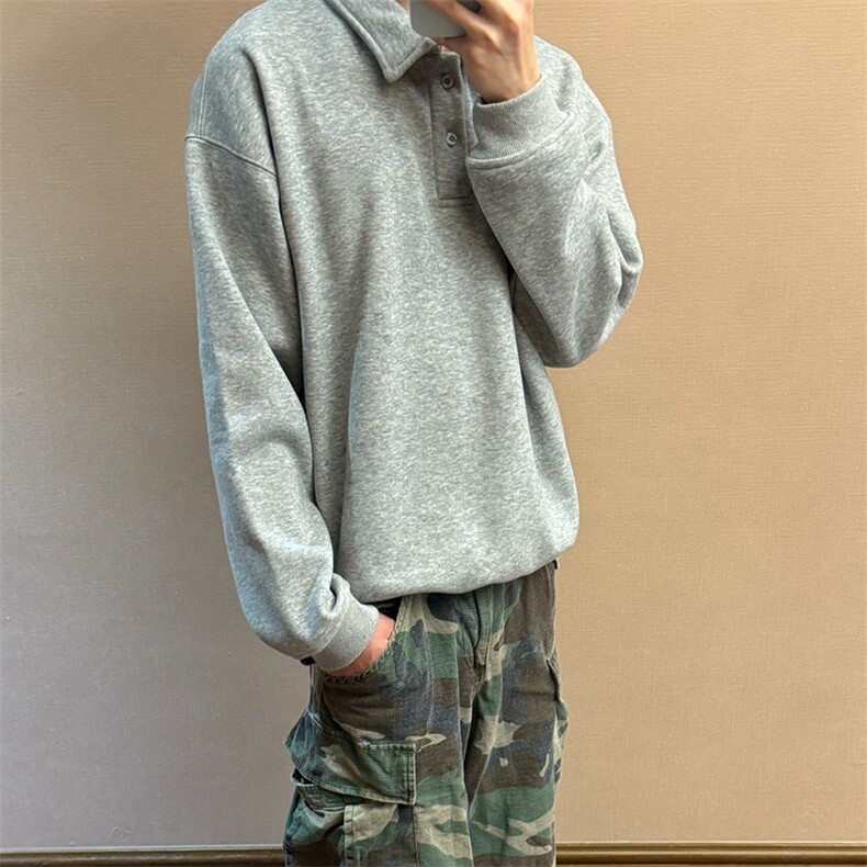 抖音得物高品质二开26春装美式高街结构设计POLO翻领卫衣外套W77,男装Polo衫,电商A486