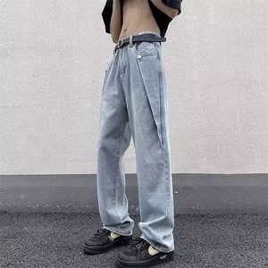 美式水洗牛仔裤男潮牌高街ins小众设计感裤子N2231 P40图片
