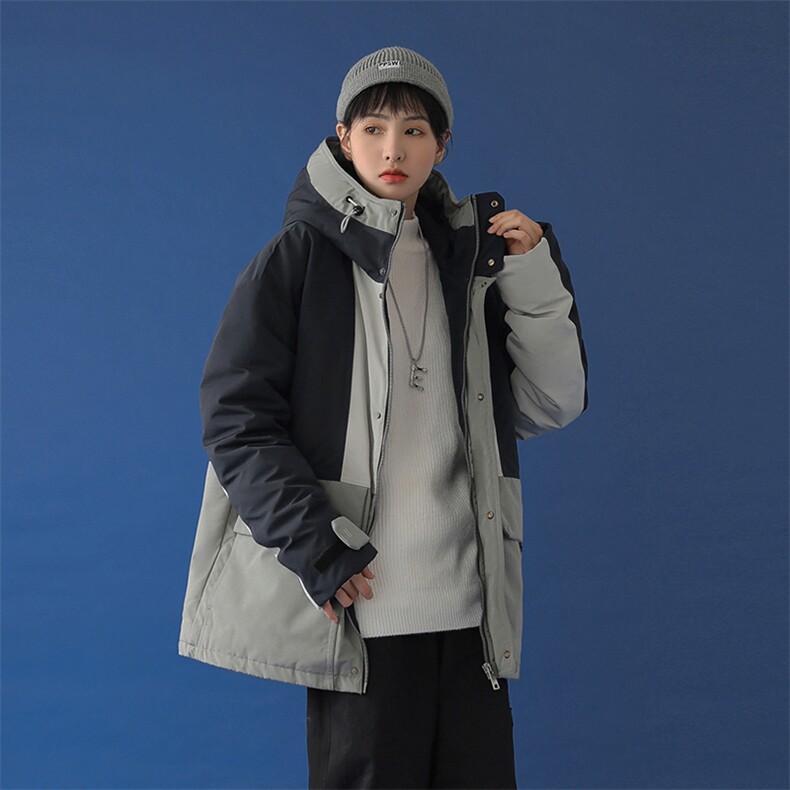20年冬季新款撞色拼接连帽小清新羽绒服含DS-B293-A782-P245图片