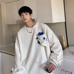 1港风刺绣字母小熊卫衣男大码情侣潮套头卫衣男WY8745P60控88图片