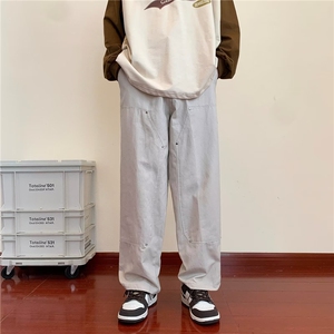 男秋季新款港风休闲裤纯棉特厚松紧E102P43图片