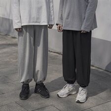 2021新款港风宽松百搭运动针织休闲卫裤男韩版九分长裤DS752T，男装休闲裤，电商A102