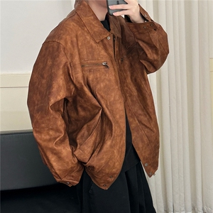 现货-水洗质感复古皮外套男pu机车服潮牌痞帅夹克-AP23106-P115图片