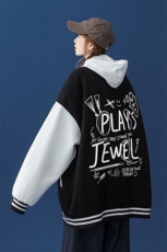 中性风2026秋季新品手绘画字母印花棒球服夹克外套G77p65控88，男装夹克，A247A