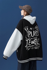 中性风 2026秋季新品手绘画字母印花棒球服夹克外套 G77p65控88图片