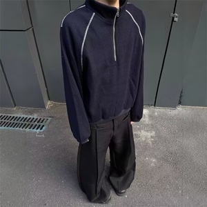 春秋新款肌理立领半拉链卫衣男高档潮流宽松百搭长袖上衣WY103图片