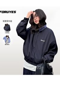 25春美式复古两面穿格纹外套宽松显瘦拉链开衫上衣JKK07p85特图片