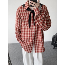 【现货】CS7188-P42特控78大码慵懒风格子长袖格子衬衫，男装衬衫，电商D232