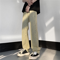 美式ins高街暗黑牛仔裤刺绣直筒裤子A061-1-JM1724-P65控88，男装牛仔裤，电商A061-1