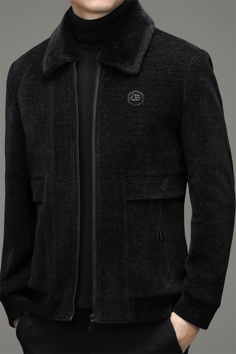 冬季可拆卸领毛呢大衣纯色双面呢潮流休闲外套爸爸装MYMN63-P175，男装毛呢大衣，电商B212（原钱塘6029）