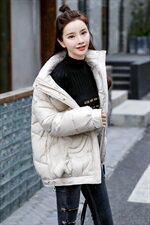 保暖口袋长袖棉衣/棉服2020年冬季休闲时尚潮流与羽绒棉服拼接，女装棉衣/棉服，瑶迪依秀
