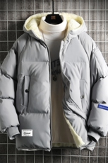 MY16062-P100加厚加绒连帽衣男大码服男面包服男网格挂拍，男装棉衣，电商A040A