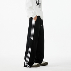 抖音品质冬季加绒加厚条纹宽松休闲卫裤B315-K24269JR-特p45控88，男装休闲裤，电商B313