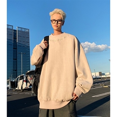 港风大码日系字母刺绣麂皮绒套头圆领卫衣XZ213-JPR203-P45控68，男装卫衣，星座213