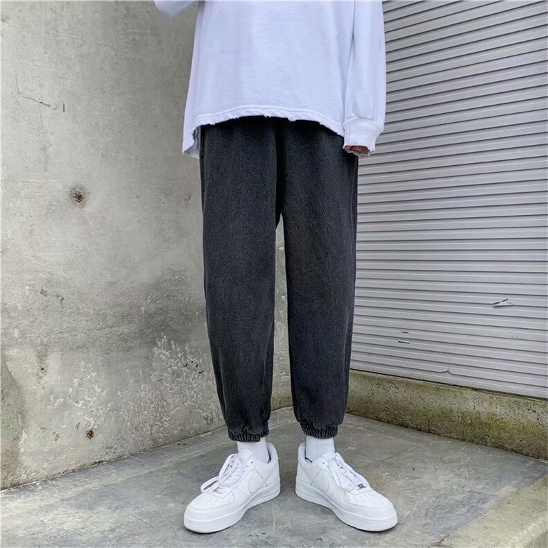 纯色束脚牛仔裤男九分裤韩版直筒坠感老爹裤INS牛仔裤潮男,男装牛仔裤,星座302B