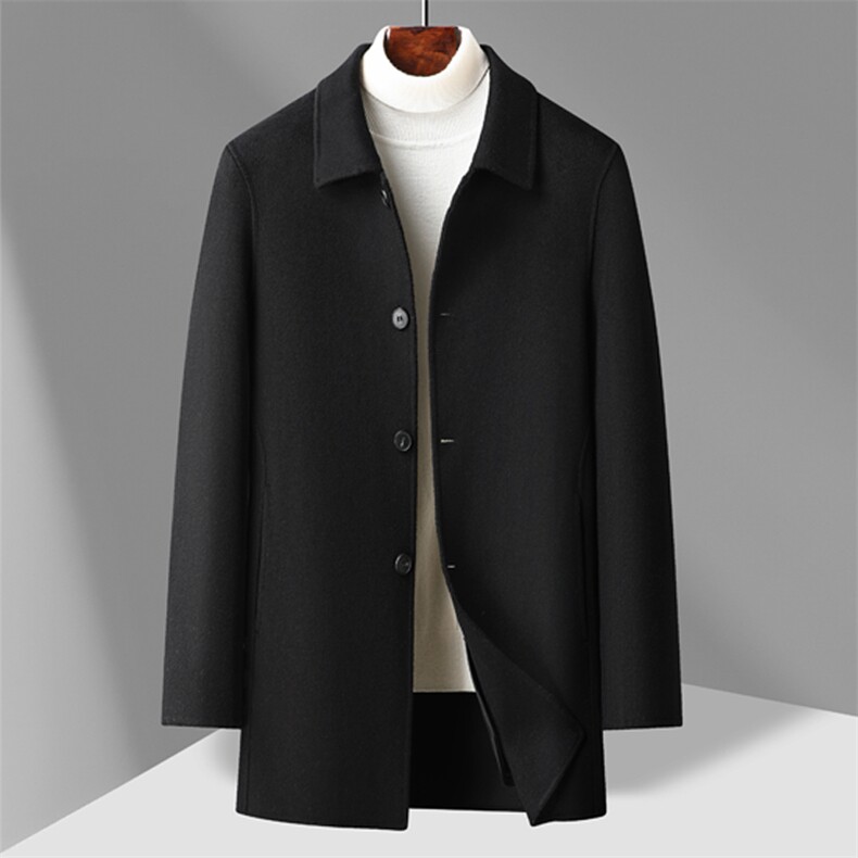 新款毛呢大衣男冬季韩版羊毛时尚双面呢外套长款上衣1007-P260，男装毛呢大衣，星座1409-3