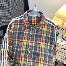 多巴胺格子衬衫男女长袖韩版潮彩色宽松2024秋季ins外套CY941-P43，男装衬衫，星座412-2