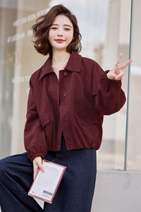 红色工装牛仔外套女短款夹克衫上衣欧货潮秋装2024年新款欧洲站图片