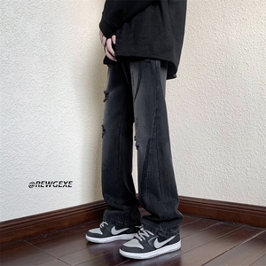 B221 美式ins高街小众男女个性款微喇破洞牛仔裤 LK23001-P65控88图片