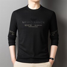 男士卫衣春秋季圆领字母印花长袖上衣中年男装宽松百搭打底衫，男装卫衣，电商B212（原钱塘6029）