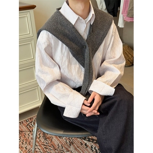 1506-1/W5191/P27针织披肩男士外搭小坎肩百搭纯色围巾衬衫搭配潮图片