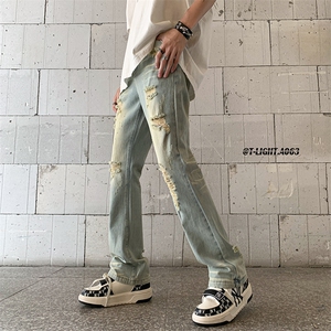 夏季美式高街ins小众破洞牛仔裤货号K755P6588图片