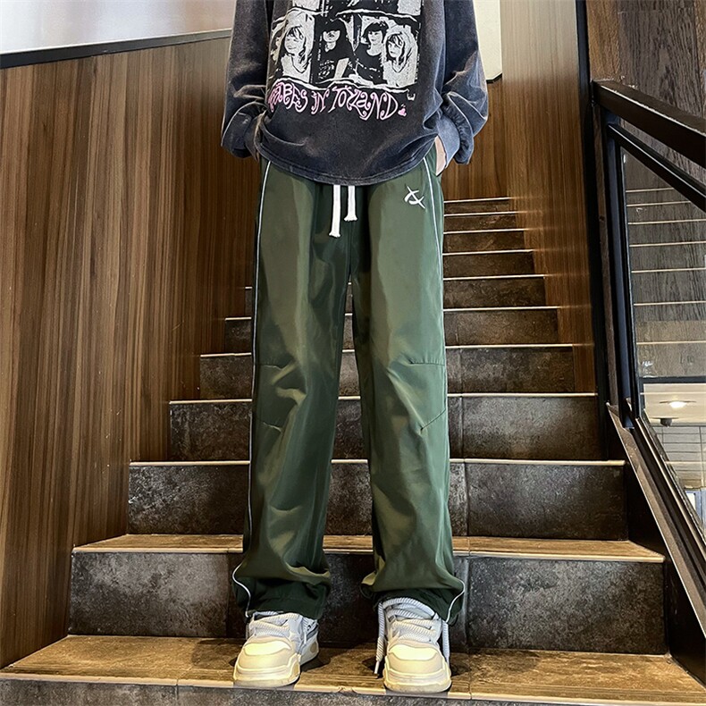 2024秋季抽绳直筒阔腿休闲长裤美式复古速干运动裤男士K7349-P35,男装休闲裤,星座512-4