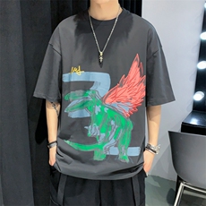 t恤男潮2021夏季新款潮流宽松趣味印花青年纯棉短袖t恤DS748TP30，男装T恤，电商A102