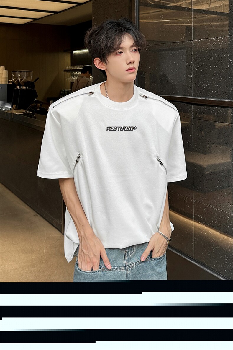 拉链设计款高街男潮款男T恤A071-T35-P48,男装T恤,电商A071