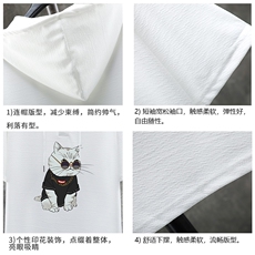 LD54044-P45连帽短袖t恤男大码胖子带帽五分袖中袖展架，男装T恤，电商A040A