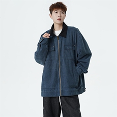2026春季新款现货翻领夹克男纯棉上衣外套DSA157B-JK7943-特P90，男装夹克，电商A157B