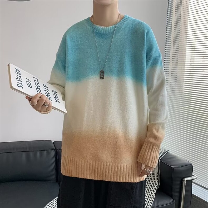 美式街头设计感圆领毛衣男慵懒风休闲针织衫GM64P38图片