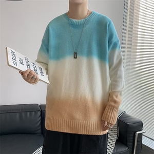 美式街头设计感圆领毛衣男慵懒风休闲针织衫GM64P38图片