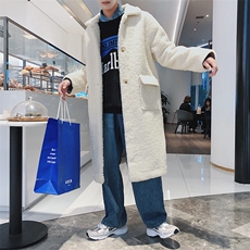 文艺港风韩版羊羔毛中长款风衣外套加厚保暖mj217-p155，男装棉衣，电商B288