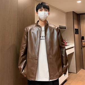 男士立领皮夹克男秋季宽松机床皮衣潮外套A266-PY005-P85控138图片