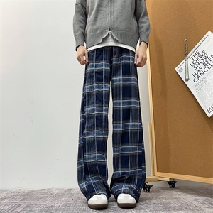 复古格子裤子女秋冬新款裤宽松显瘦休闲裤美式阔腿裤K5981-P39图片
