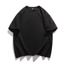 抖音得物直播高品质二开240克美式高街麂皮绒光版纯色短袖t恤12.5，男装T恤，电商A486-1