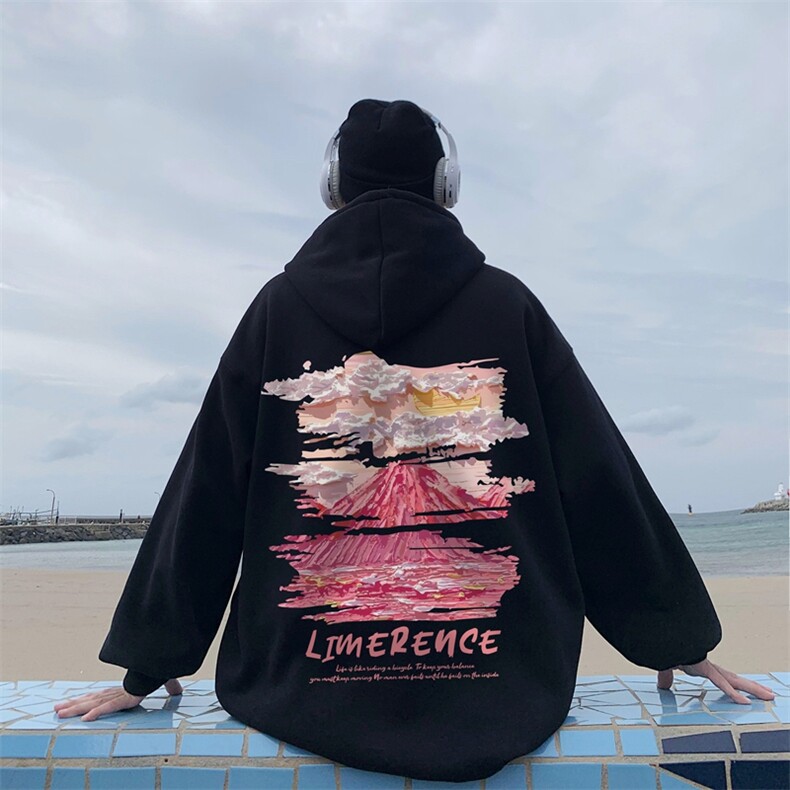 直播品质340克重磅纯色华棉美式卫衣连帽印花大码XZ517A-BK12320,男装卫衣,星座517A