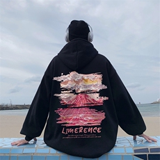 直播品质340克重磅纯色华棉美式卫衣连帽印花大码XZ517A-BK12320，男装卫衣，星座517A