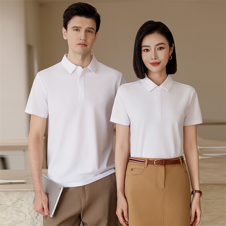 男女同款抗菌凉感纯色百搭休闲日常商务通勤polo短袖衫,女装T恤,宏恒