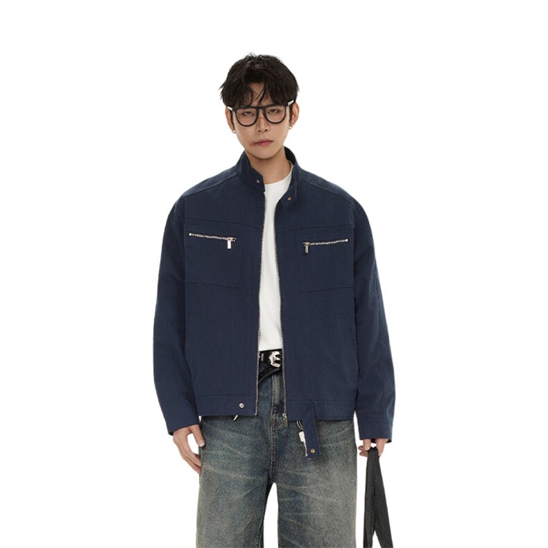 26春装高品质老钱风立领夹克外套男女美式潮牌拉链工装风宽松上衣，男装夹克，电商A486
