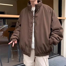 青少年日系棉衣复古立领加厚秋冬棉服男标准外穿潮春季长袖常规款，男装棉衣，星座1210-1