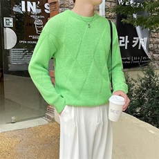 韩版潮牌菱形毛衣男士秋冬季新款基础款套头慵懒风打底针织衫MB61，男装针织衫/毛衣，星座1116A-2（原606A-1）