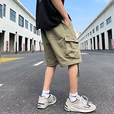 休闲工装短裤男夏季日系宽松青春系带五分裤K226-P28，男装休闲裤，星座1109-3