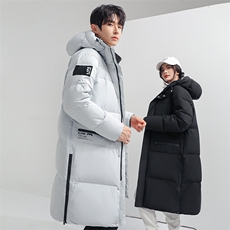 大长款连帽潮牌时尚宽松韩版情侣学生定制白鸭绒羽绒服团体班服，男装羽绒服，星座301D-5(原星座1415）