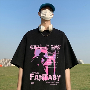 草地夏季宽松短袖T恤男潮T61105 P25控38图片